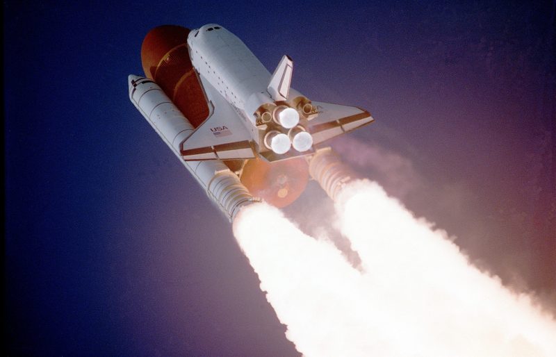 shuttle being launched into space