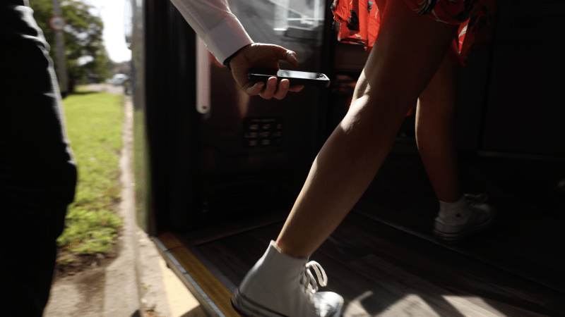 Man filming up a woman's skirt as she gets on a bus